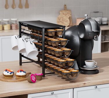 Тримач для капсул кави Dolce Gusto, органайзер на 70 капсул, 5-ярусний металевий ящик з тихими направляючими та антиковзними ніжками