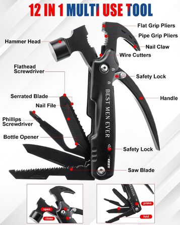 Мультитул BIBURY 12-в-1 для чоловіків: кемпінг, туризм, надзвичайні ситуації
