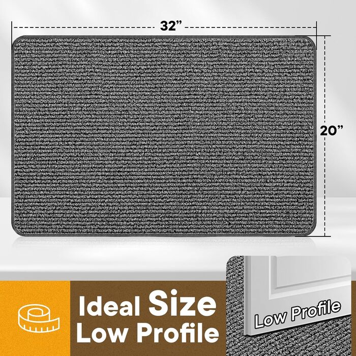 При entryway килимок Mibao 50x80 см, вологопоглинаючий антиковзаючий килим для вхідних дверей, світло-сірий