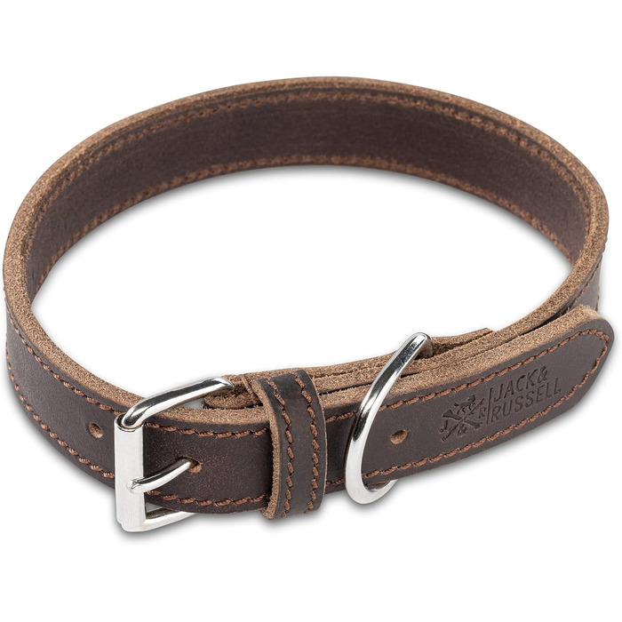 Нашийник для собак Jack Russell з жирової шкіри, ручної роботи – міцний шкіряний нашийник для собак маленьких, середніх та великих порід, Fat-Tony (XL), розмір 47-57 см