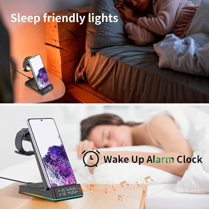 Бездротова зарядка Induktive 3-в-1 для Samsung Galaxy S24/S20 (Ultra), Buds+/Pro/2, Watch 5/5 Pro - швидка зарядка