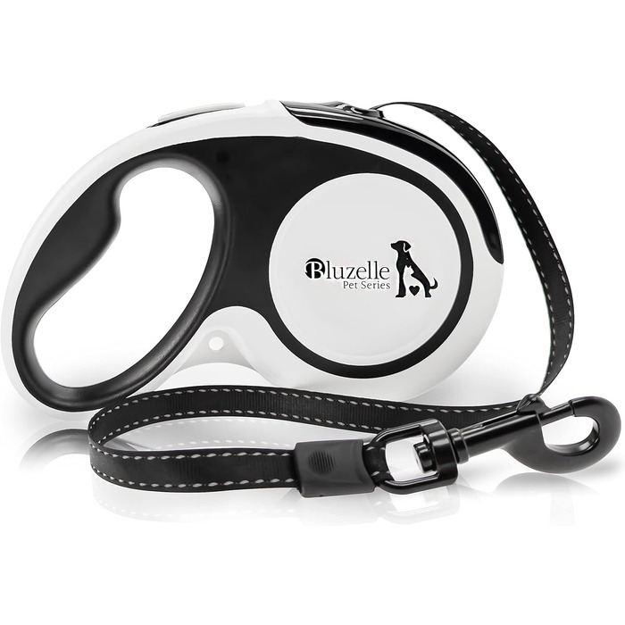 Рулетка для собак середніх та великих (до 50 кг) з відбиваючими смугами, надійний гальмо, поворотний карабін, нейлоновий ремінь, ергономічна ручка, розмір L