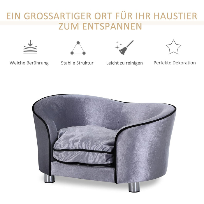 PawHut Софа для собак і котів, лежанка для тварин, диван для домашніх улюбленців