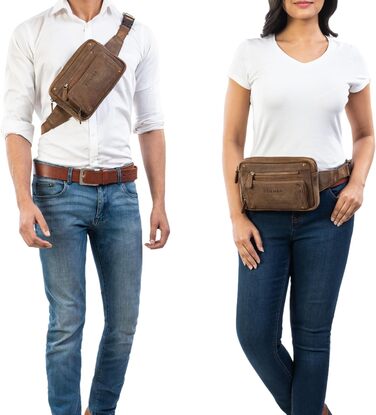 STILORD Сумка на пояс з екошкіри Vintage для чоловіків, жінок та дітей. Сумка через плече, поясна, для подорожей, фестивалів, спорту. Ексклюзивний дизайн, колір: середньо-коричневий