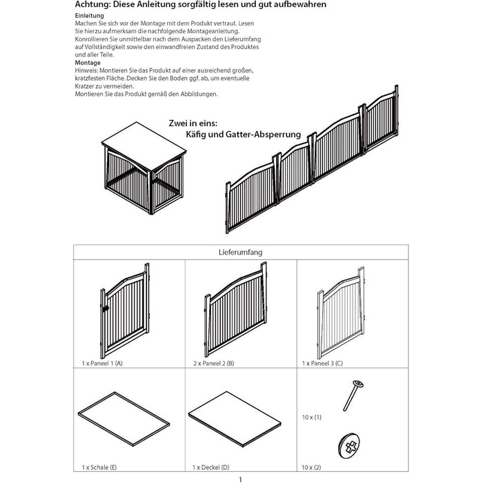 Дерев'яний вольєр для собак Dobar® розмір M з функцією столу - вольєр-будка для собак, 83 x 55 x 59 см, білий (коричневий, L 101 x B 71 x H 80 см)