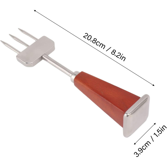 Ice Pick, Ice Crusher with Wooden Handle, Stainless Steel Ice Chisel Crusher, Stable, Practical Bar Ice Crusher, Chisel Crusher, Ice Chocolate Crusher for Home (B)