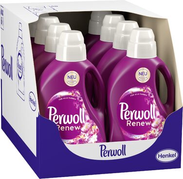 Рідкий засіб для прання Perwoll Renew Blütenrausch для кольорового та білого одягу, інтенсивна свіжість та аромат квітів, 192 прання (набір 8х24)
