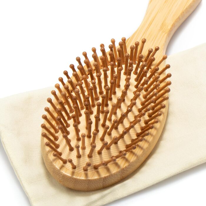 Набір з 2 бамбукових гребінців з натуральною щетиною - екологічні гребінці-щітки для жінок, чоловіків та дітей - масажні гребінці для здорового волосся (гребінець-щітка/гребінець)