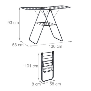 Relaxdays Folding Clothes Drying Rack with Wings