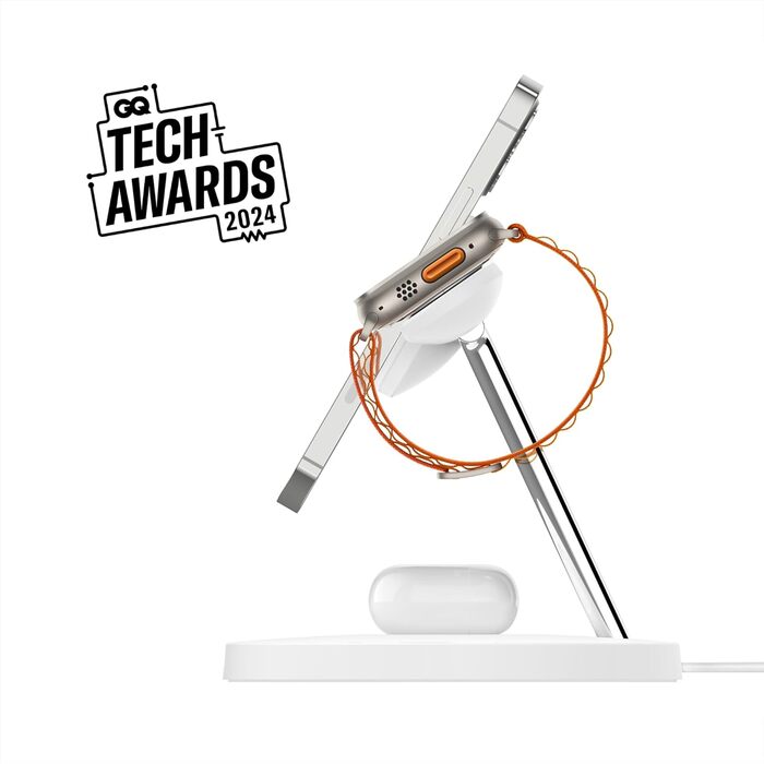 Belkin MagSafe 3-в-1 Бездротова Зарядка: Швидка Зарядка для iPhone, Apple Watch та AirPods (Біла)