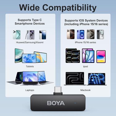 Мікрофон петличний Boya BY-V4U бездротовий для iPhone 15, Android, смартфонів, відеозйомки, подкастів, інтерв'ю, YouTube