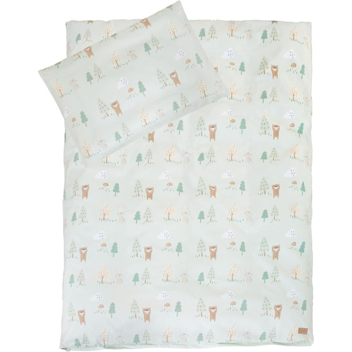 Комплект постільної білизни Roba 100 x 135 см - для дівчаток та хлопчиків - ковдра та наволочка з бавовни для малюків та дітей - зірковий принт - білий (Woodland Buddies, односпальний)