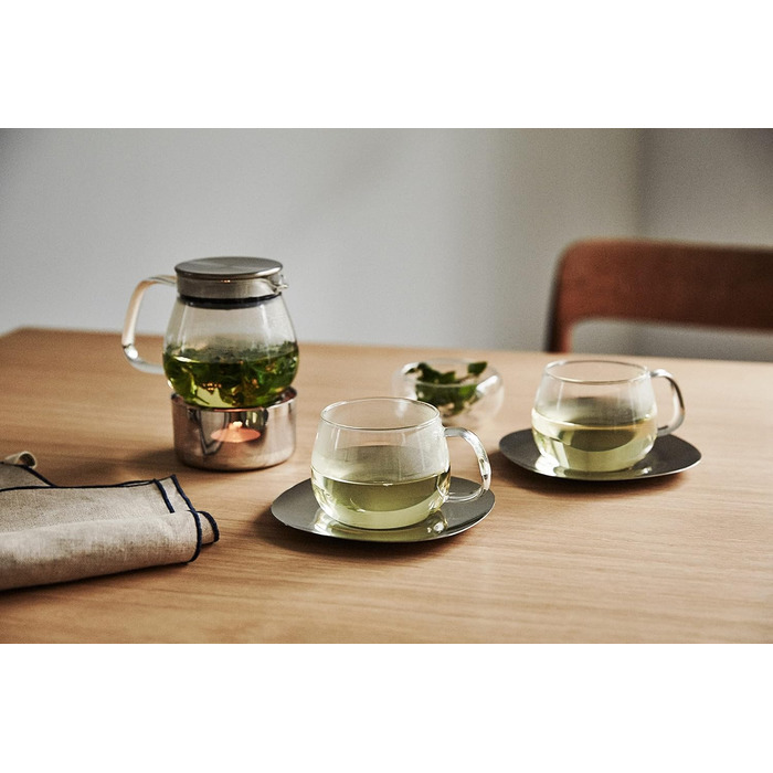 Kinto Unitea One Touch Teapot made of stainless steel, heat-resistant glass teapot with stainless steel infuser in the lid (Japan Import) (460 ml, Transparent)