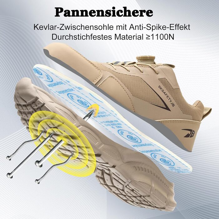 Робочі черевики для чоловіків та жінок. Легкі, дихаючі, з металевим підноском. Чоловічі та жіночі робочі черевики для промисловості, 44 EU, хакі