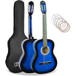Класична гітара 3rd Avenue 4/4-Klassikgitarre з нейлоновими струнами, повний розмір, початковий набір – блакитний Blueburst