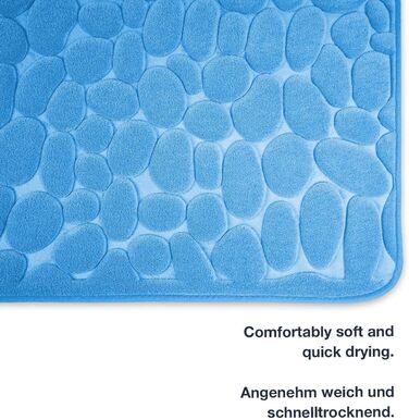 Memory Foam Bathroom Rug - Non-Slip Washable & Quick-Dry Bath Mat - 60 x 100 cm Blue