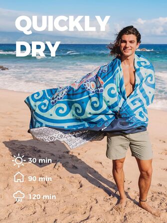 OCOOPA Microfiber Beach Towel, Quick-Drying, Large 200x145 cm, Super Absorbent, Sand-Free Beach and Swimming Towels for Men and Women