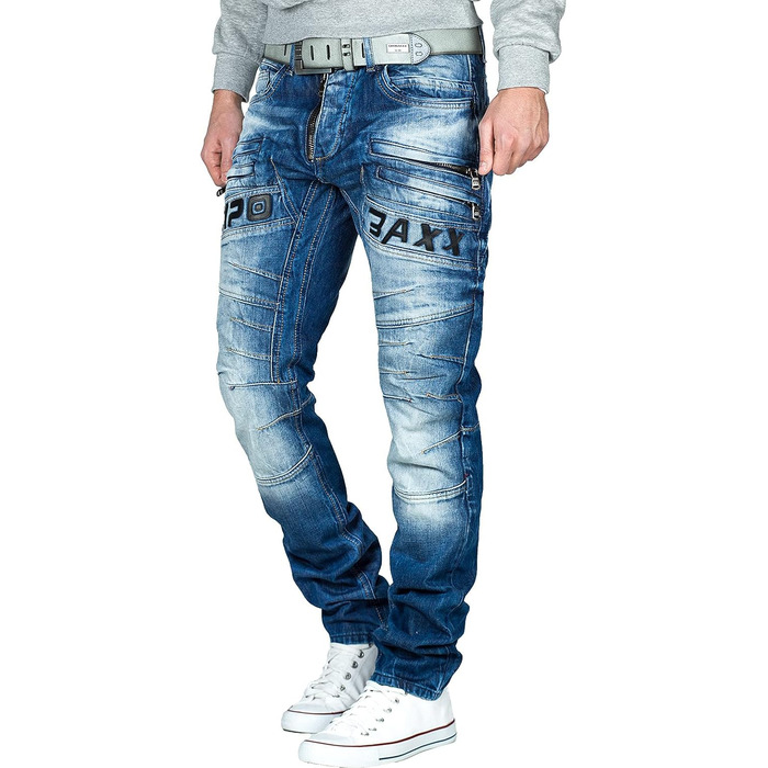 Чоловічі джинси Cipo & Baxx у стилі байкер, Regular або Slim Fit, блакитний денім, 34W/32L