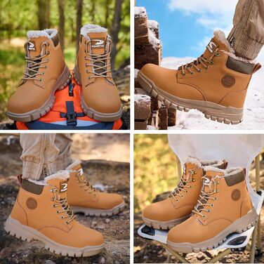 Зимові робочі черевики для чоловіків та жінок. Водонепроникні, з металевим підноском, легкі, теплі, антиковзаючі. Розмір 41 EU, Колір: Коричневий