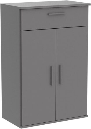 Multi-purpose cabinet 60cm wide with drawers 'The Practical', small office cabinet or filing cabinet, also as a shoe cabinet or storage cabinet in 60x90x34 cm (W/H/D) in White (Height 90CM, Anthracite Black)