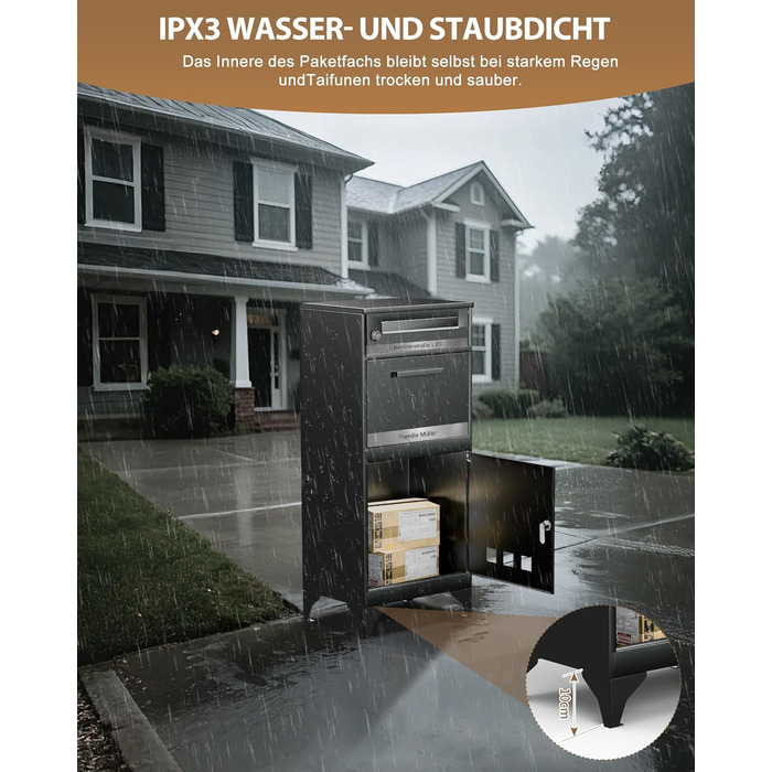 Поштовий ящик вуличний Edestahl Anthrazit з газетницею (37x37x10 см) та індивідуальним іменним шильдиком. Водонепроникний, з наклейкою проти небажаної реклами.