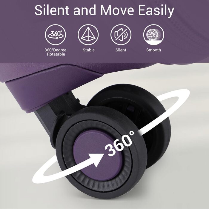 Набір валіз British Traveller Hartschalenkoffer Set: жорсткий корпус, TSA-замок, 8 коліщаток, 100% PP, ручна поклажа (фіолетовий, M)