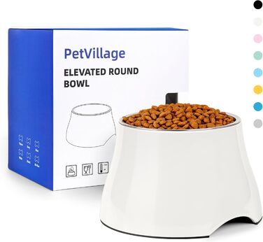 Миска для собак Petvillage, антиковзаюча, з нержавіючою сталі, піднята, для маленьких та середніх собак, спанієлів, велика місткість, 3 л (2 л, білий/розкішний сад)