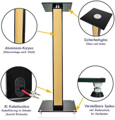 Ексклюзивні підставки для колонок BS03 чорного глянцю з декоративною вставкою (бук світлий)