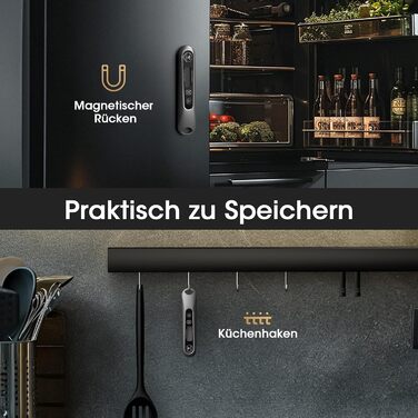 Цифровий кухонний термометр DOQAUS для м'яса, приготування їжі, випікання та гриля, швидка реакція 3s, LCD дисплей, автоматичне вмикання/вимикання (сріблястий/чорний)