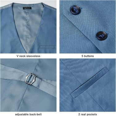 Чоловіча жилетка Enision для ділового стилю та вечірніх подій, однотонна жилетка з кишенями, розміри XS-4XL, колір: морський/блакитний