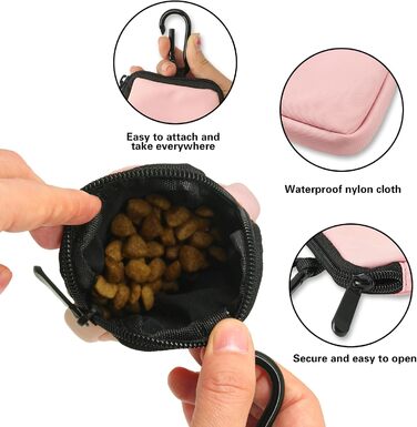 Сумка для ласощів для собак COOWONE з тренувальним клікером, водонепроникна, з тримачем для пакетів, чорна та рожева