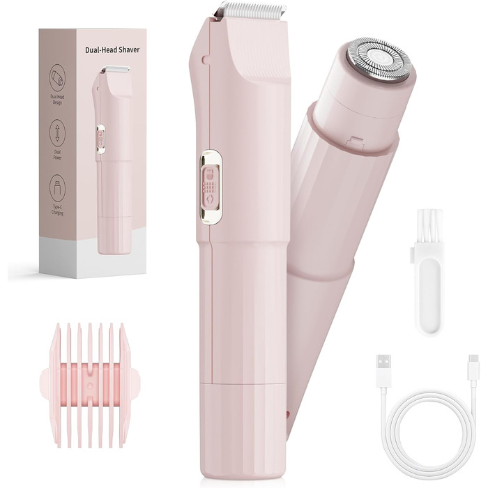 Електричний тример для бікіні 2-в-1 для жінок - Райзер для тіла, обличчя, інтимної зони, USB-зарядка (не водонепроникний)