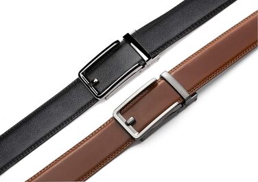 Чоловічий шкіряний ремінь CHAOREN 2 шт. чорний/коричневий – автоматичний ремінь для чоловіків 35 мм з подарунковою коробкою – стильний ремінь для будь-якого випадку та вбрання, розмір 90-100 см