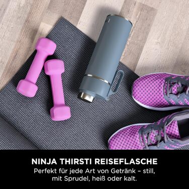 Термокружка Ninja Thirsti, 700 мл, з нержавіючої сталі, блакитна. Зберігає гаряче та холодне, витримує газовані напої, витікoзахисний ковпачок.