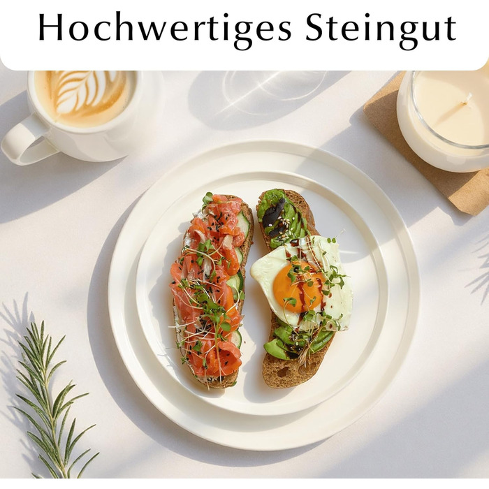 Набір посуду Miamio на 8 осіб (24 елементи) - сучасний сервіз з кераміки, білий, для посудомийної машини та мікрохвильової печі, Luxe Collection