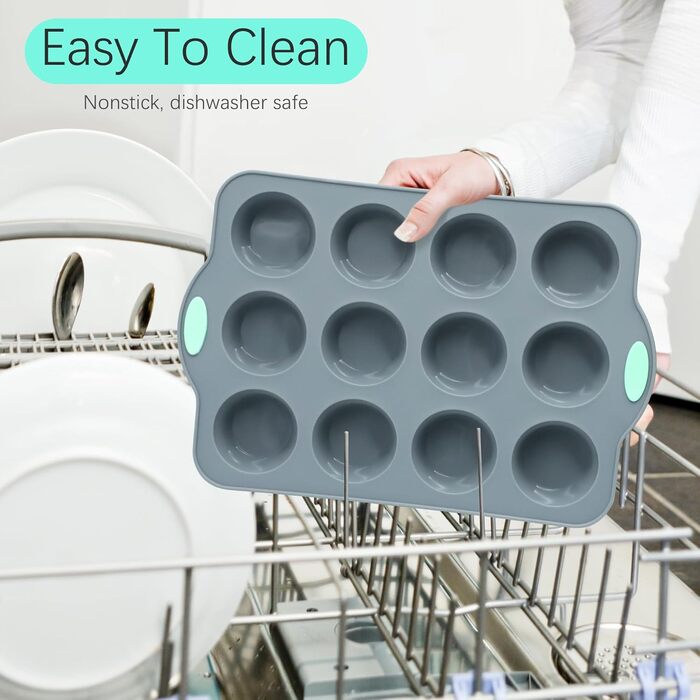 To encounter Silicone Muffin Tins, 2-Pack 12-Cup, Non-Stick Baking Pans, BPA-Free Muffin Tin with Metal-Reinforced Frame for Added Stability