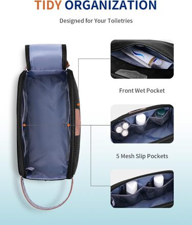 Чоловіча дорожня косметичка ECOHUB, водонепроникна, з великим відділенням та відділенням для мокрого одягу, з переробленого PET, з двома блискавками, чорна