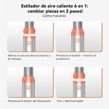 Air Styler Hair Stylers Airbrush 5-в-1: Мультистайлер, фен-щітка для об'єму, локонів, випрямлення та сушіння волосся (800 Вт, помаранчевий)