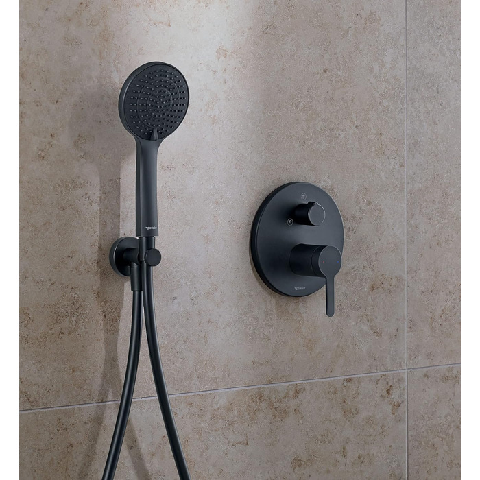 Душова лійка Duravit Universal з 3 режимами (Rain, Intense, Soft), ручна душова насадка Ø 110 мм, економія води MinusFlow, легко чиститься, чорний матовий