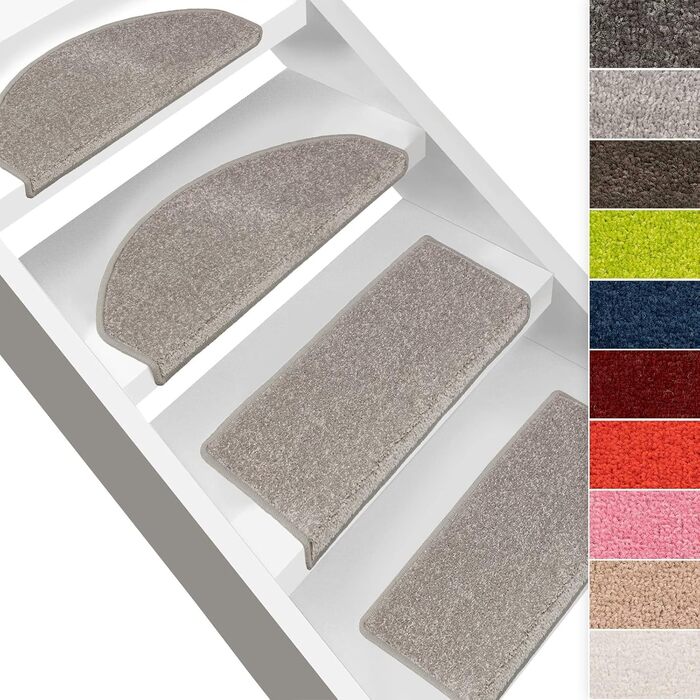 Casa Pura Dynasty Velour Non-Slip Stair Treads - 15 Piece Set - Silver Gray