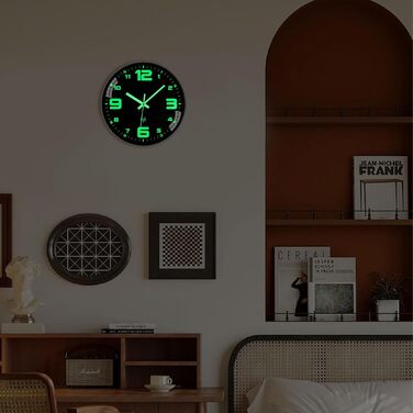 ACCSHINE Illuminated Wall Clock Radio Clock Wall Clock No Ticking Sound Silent Quartz Modern Large Battery Wall Clock Easy to Read for Rooms Home Kitchen Bedroom Office School (Illuminated Wall Clock) (25cm)