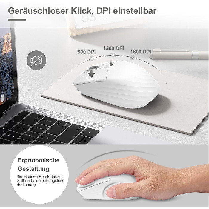 Механічна клавіатура та миша Leadsail FA98 бездротове комплект QWERTZ, 98 клавіш, низькопрофільний червоний перемикач, 1600 DPI, для Windows/MacOS/PC/Laptop (срільно-білий)