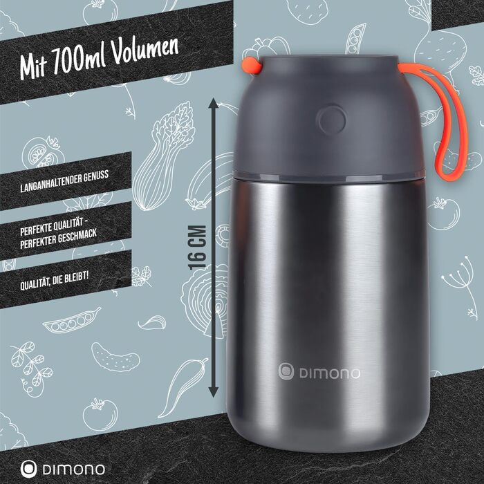 Ланч-бокс Dimono® з нержавіючої сталі, 700 мл - контейнер для їжі на виніс