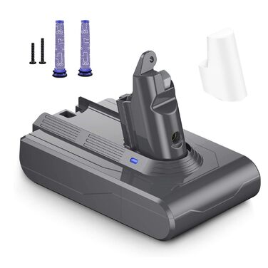 Замінний акумулятор 6800 mAh для пилососів Dyson V6 + 2 фільтри (DC62, DC58, DC59, DC61, DC72, DC74, SV03, SV05, SV06, SV07, SV09, V6 Absolute)