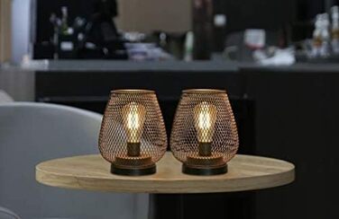 LED ліхтар JHY DESIGN 2 шт. з металевого каркасу, акумуляторний, бездротовий, 17 см, індустріальний стиль, для дому та саду, весільниці (чорний метал з золотом)