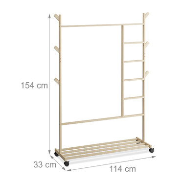 Relaxdays Bamboo Rolling Clothes Rack