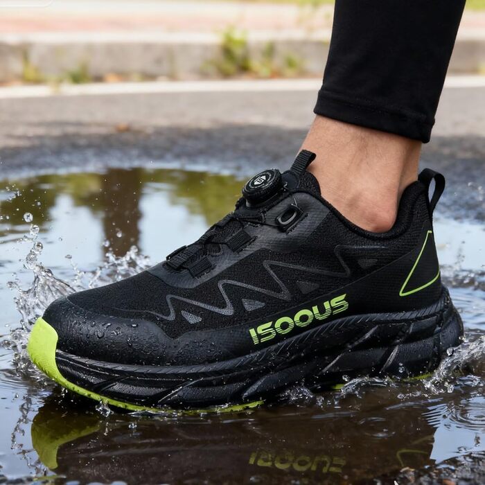 Черевики робочі чоловічі ISOOUS S3S, водонепроникні, ESD, з протиковзким покриттям, сталевий підносок (40 EU, чорний/зелений)