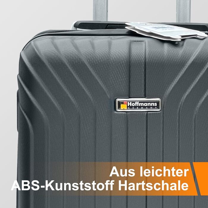 Чемодан Ribelli Handgepäck, 70 л, середній, з жорстким корпусом, з 4 колесами, з TSA-замком, телескопічна ручка, набір L-XL-XXL (02066-чорний, L (50л))