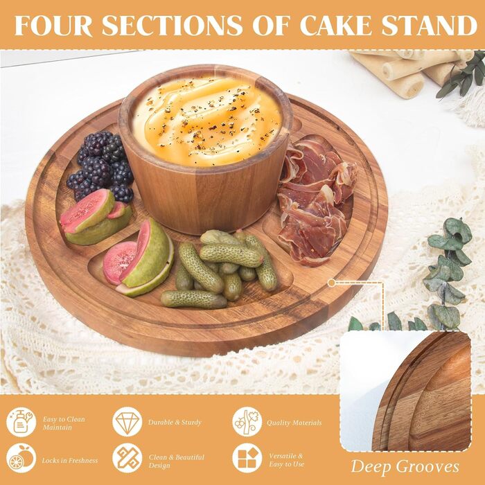 Дерев'яна тортівниця Tel Charme з кришкою, 30 см, поворотна, для випічки та декорування