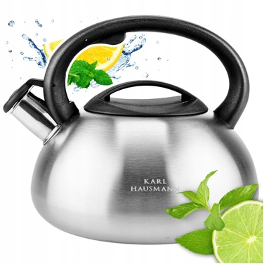 Класичний сталевий чайник Karl Hausmann, 2,5 л, чорний, сріблястий, сірий
